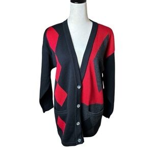 Vintage Valerie Stevens Merino Wool Cardigan Sweater M | 90s Retro Dark Academia